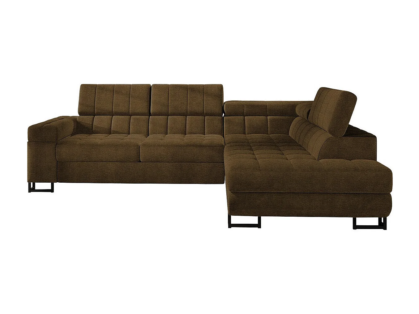 Sofá rinconero Comfivo 232, Marrón, Función de descanso, Almacenaje, 271x203x71cm