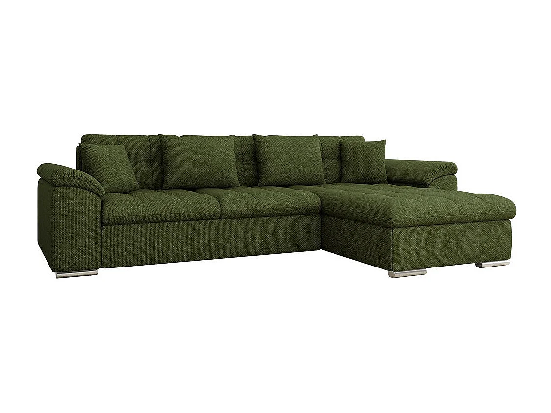 Sofá rinconero Comfivo 181, Verde, Función de descanso, Almacenaje, 280x160x76cm