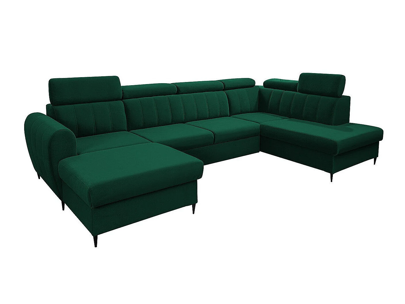Canapé d'angle convertible 3 places en tissu vert TEMPLE 355x200x90 cm