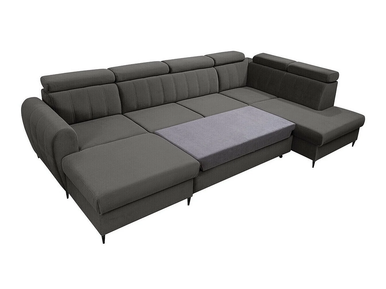 Canapé d'angle convertible 3 places en tissu vert TEMPLE 355x200x90 cm