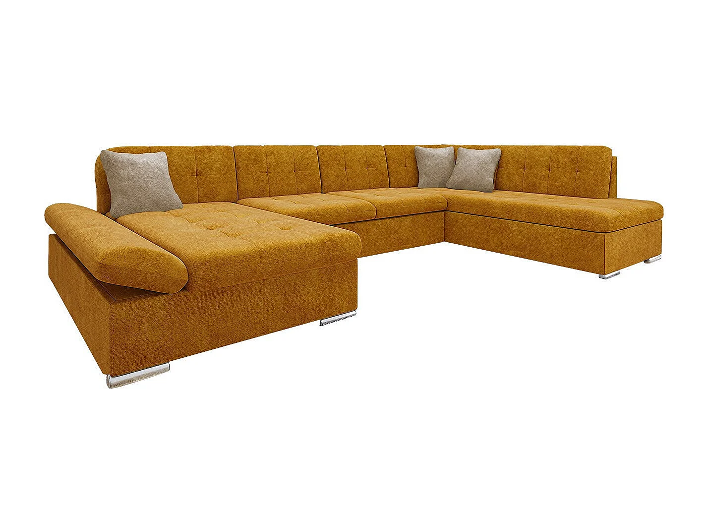 Canapé d'angle Comfivo 150, Jaune, Fonction de couchage, Boîte de literie, 345x205x76cm