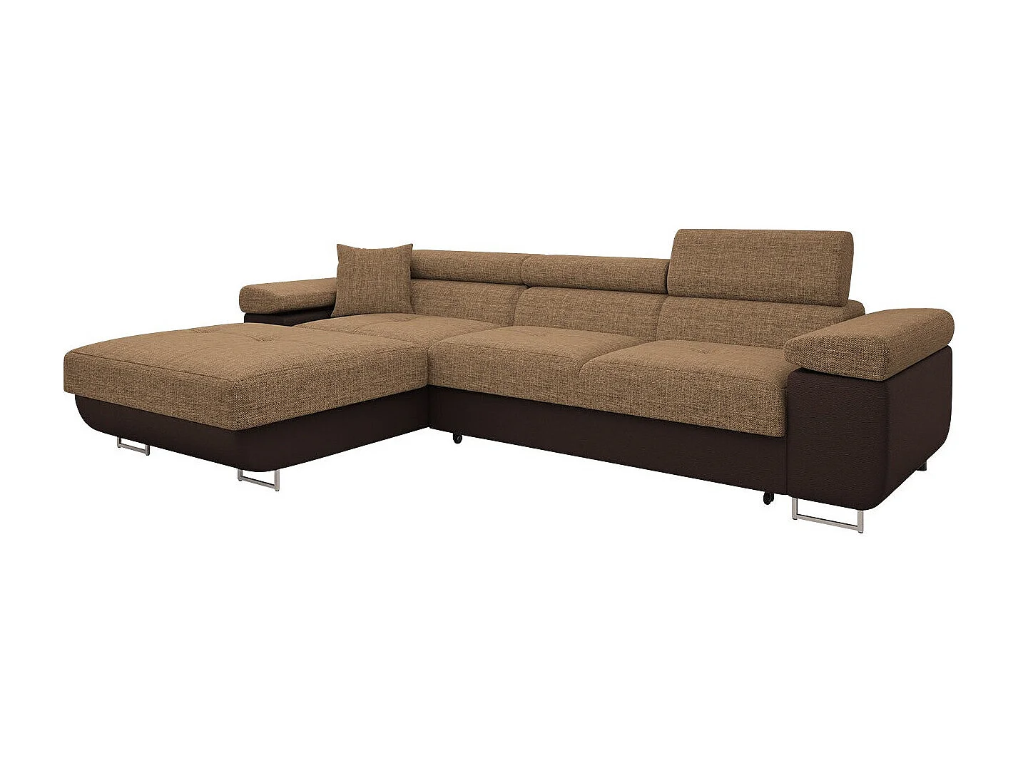 Sofá rinconero Comfivo Eliferu 102, Marrón, Función de descanso, Almacenaje, 280x170x70cm