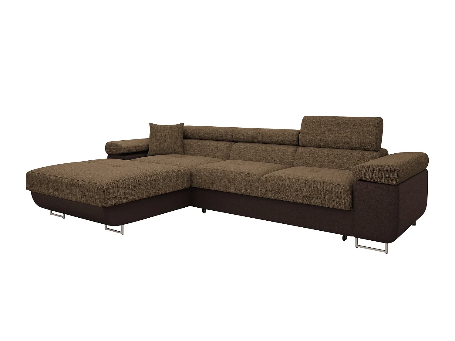 Canapé d'angle convertible 3 places en tissu marron 280x170x70 cm