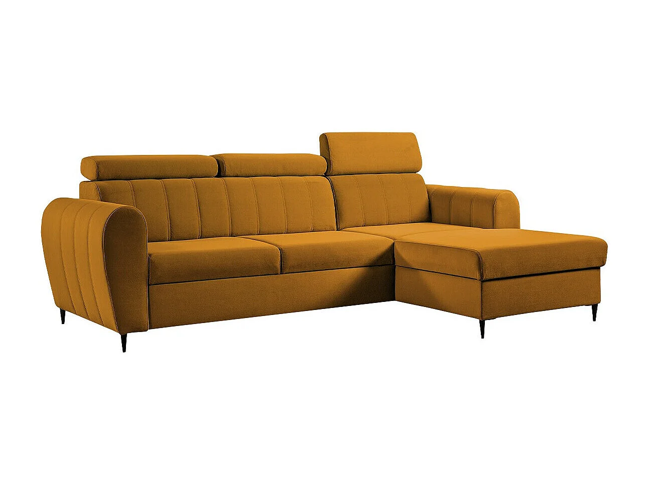 Sofá rinconero Temple 126, Amarillo, Función de descanso, Almacenaje, 262x175x90cm