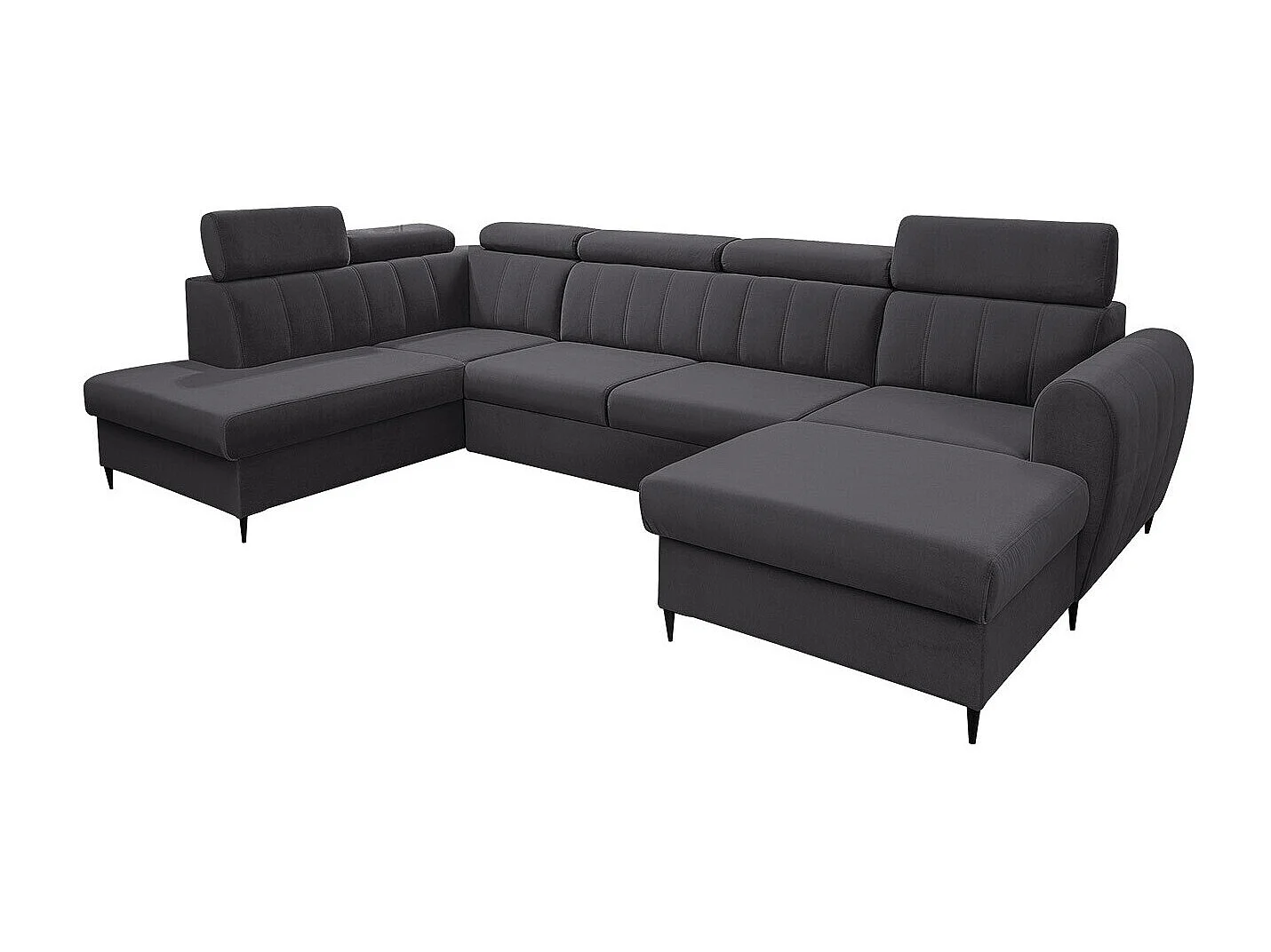 Sofá rinconero Temple 128, Gris, Función de descanso, Almacenaje, 355x200x90cm