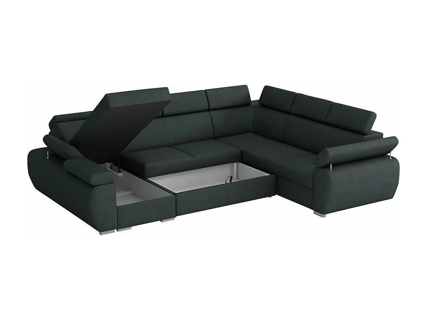 Sofá rinconero Columbus 214, Gris, Función de descanso, Almacenaje, 325x260x85cm