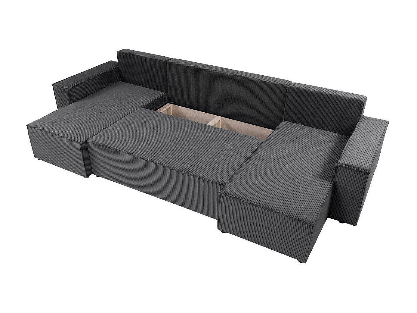 Canapé d'angle Shelton 101, Vert, Fonction de couchage, Boîte de literie, 312x145x82cm