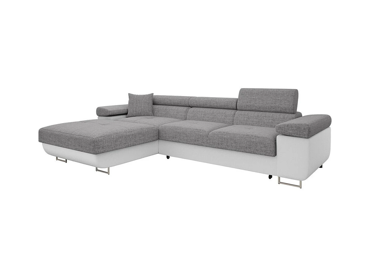 Canapé d'angle Comfivo Eliferu 102, Gris, Fonction de couchage, Boîte de literie, 280cm