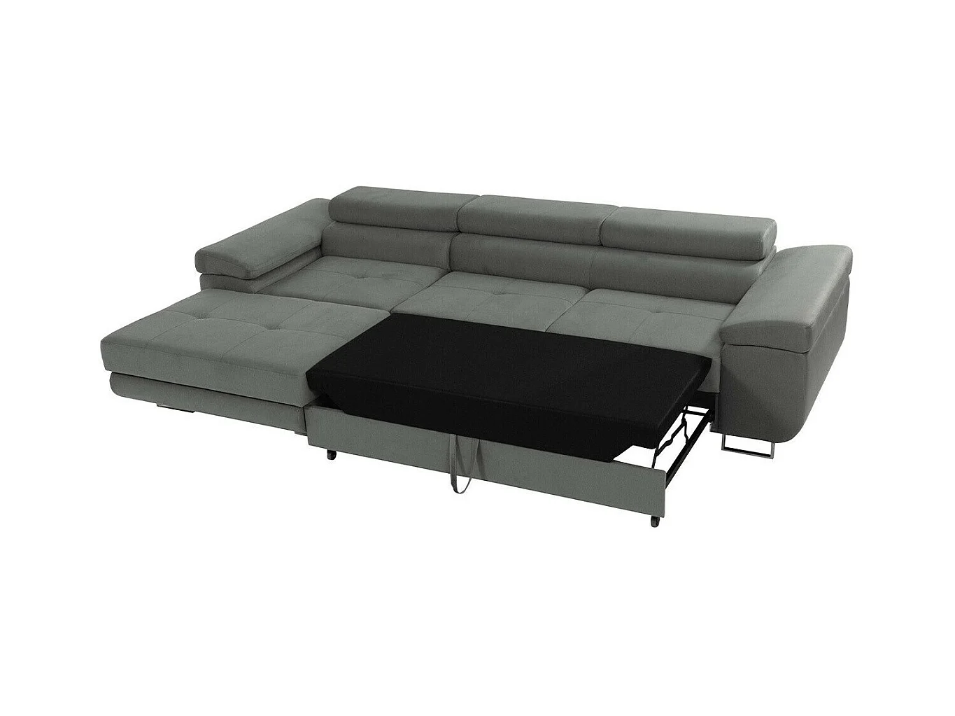 Canapé d'angle Comfivo Eliferu 102, Gris, Fonction de couchage, Boîte de literie, 280cm