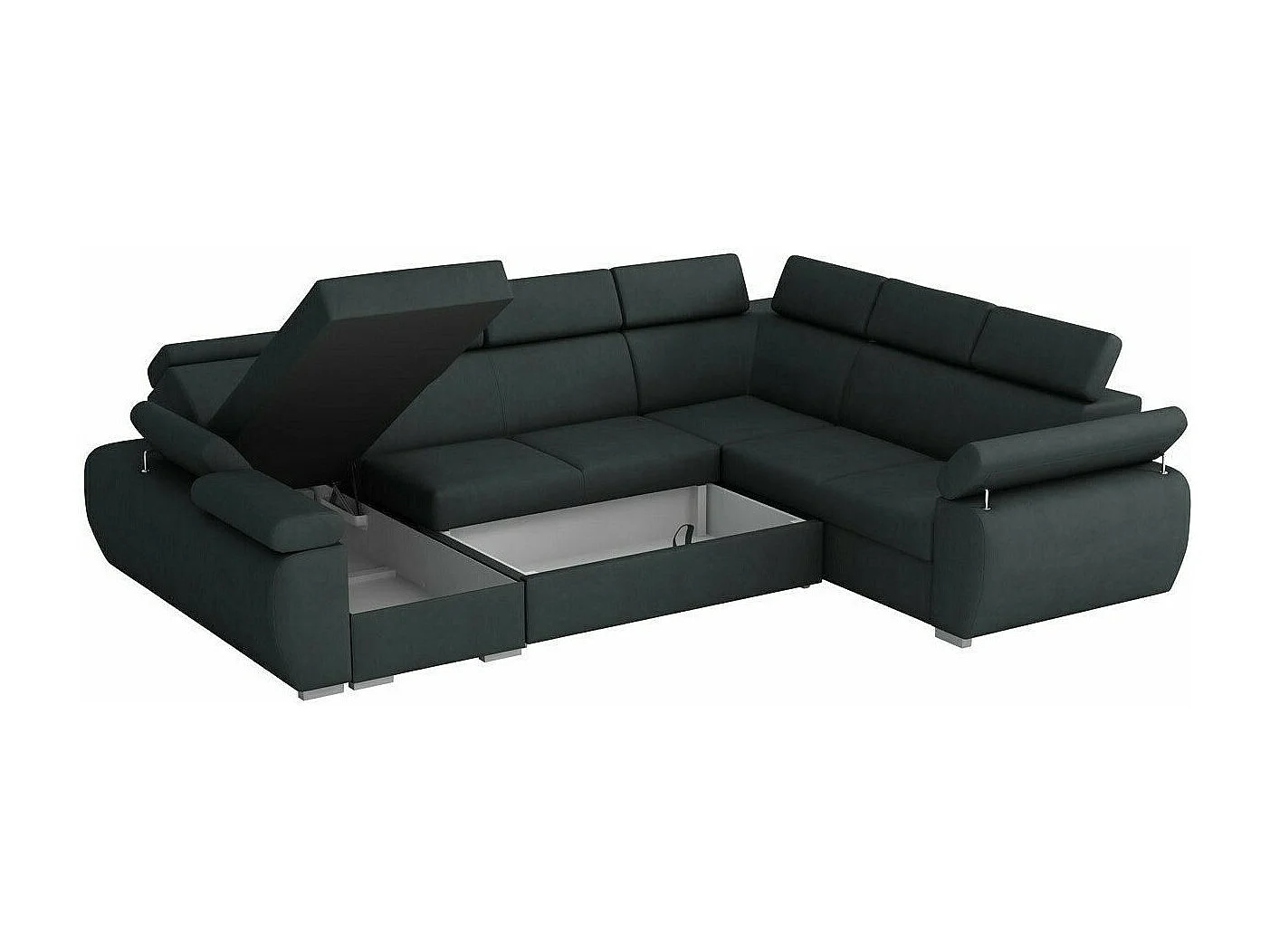 Canapé d'angle Columbus 214, Gris, Fonction de couchage, Boîte de literie, 325x260x85cm