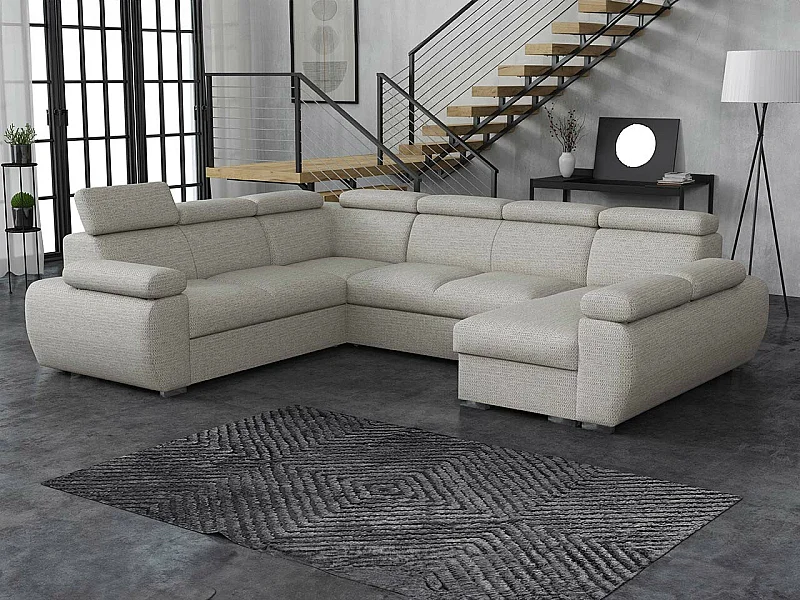 Sofá rinconero Columbus 214, Gris, Función de descanso, Almacenaje, 325x260x85cm