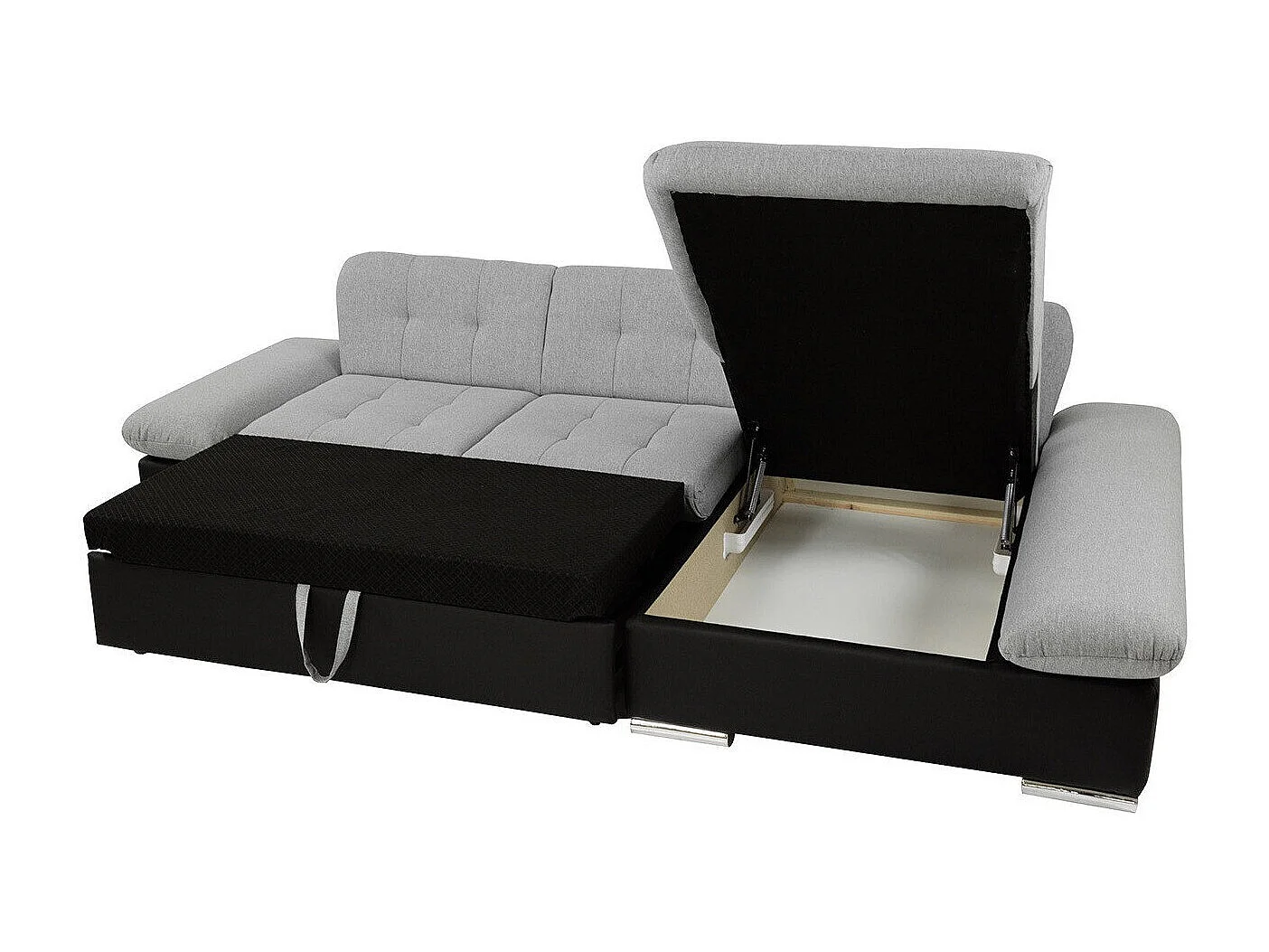 Canapé d'angle convertible 3 places en tissu brun 278x161x76 cm