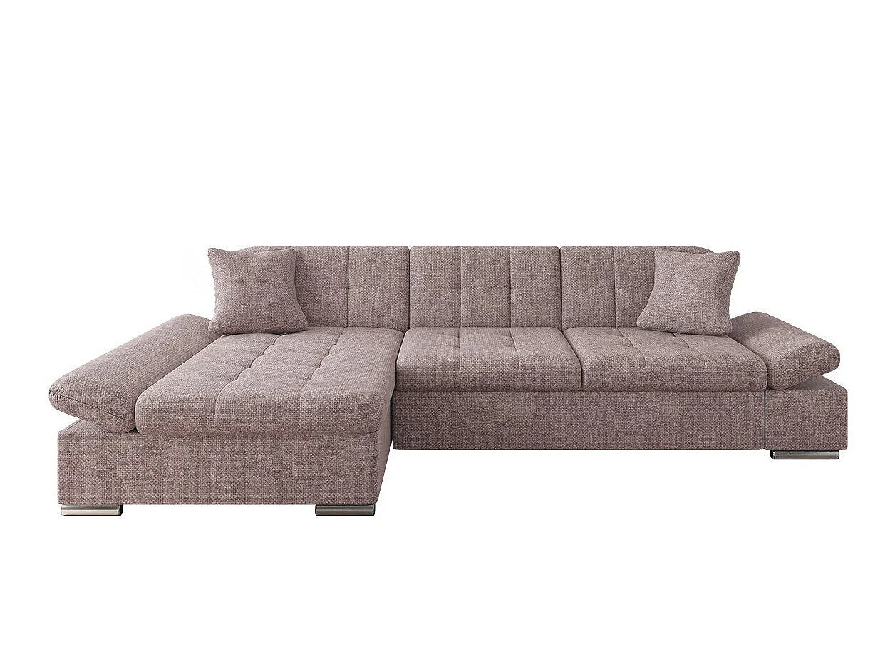 Canapé d'angle convertible 3 places en tissu brun 278x161x76 cm