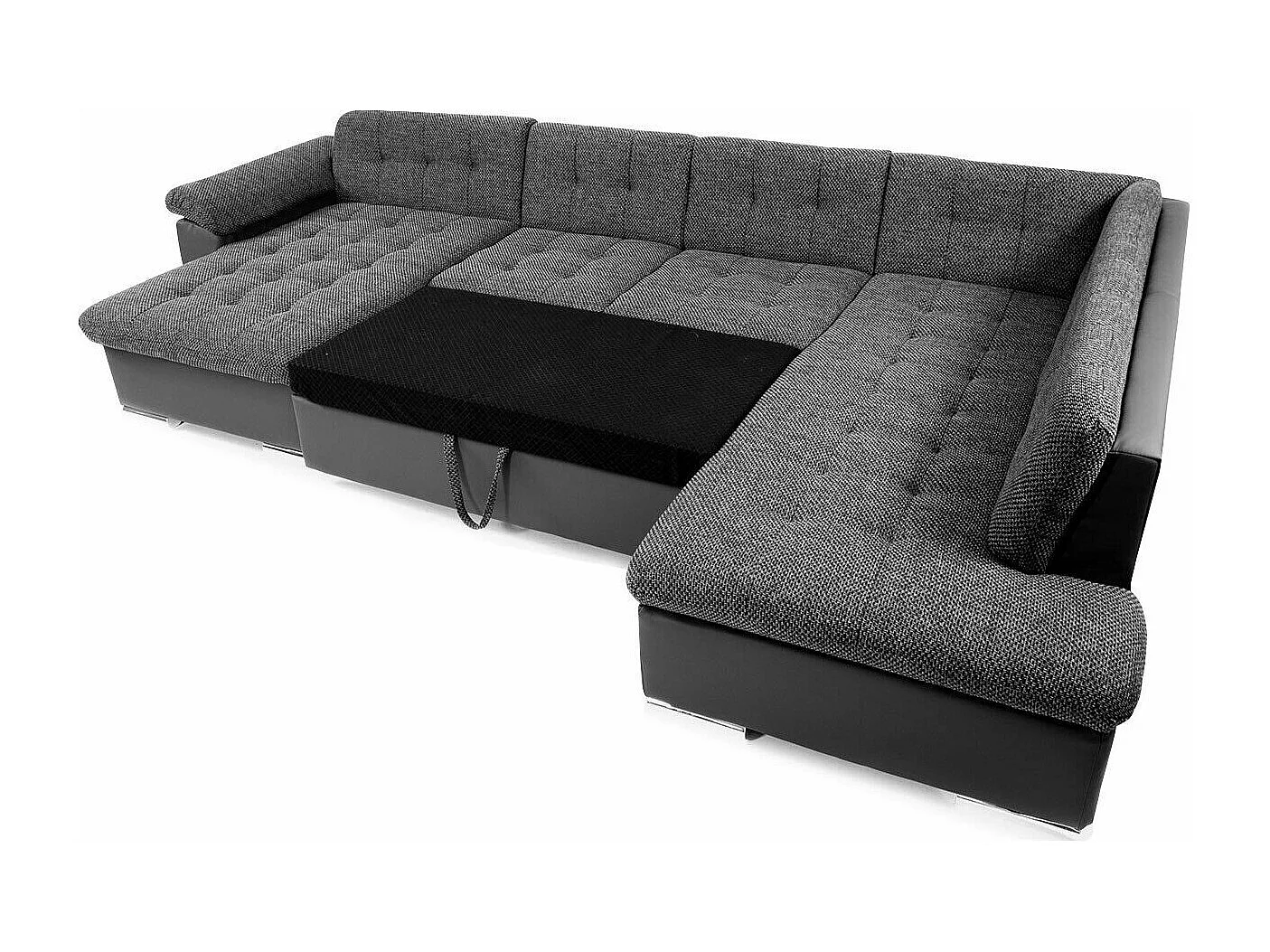 Canapé d'angle Comfivo 114, Bleu, Fonction de couchage, Boîte de literie, 348x205x76cm