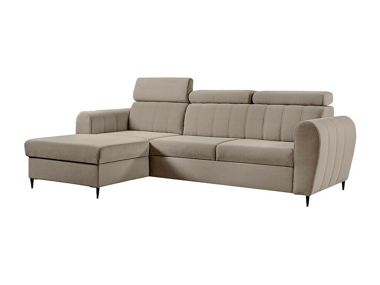 Canapé d'angle Temple 126, Brun clair, Fonction de couchage, Boîte de literie, 262x175cm