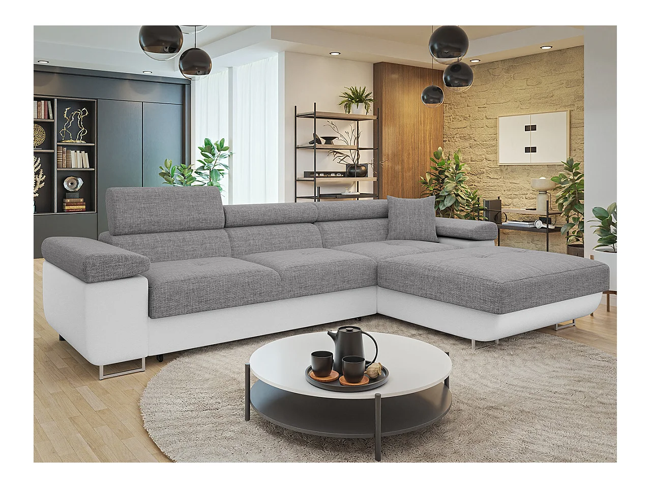 Divano angolare Comfivo Eliferu 102, Grigio, Con, 280x170x70cm