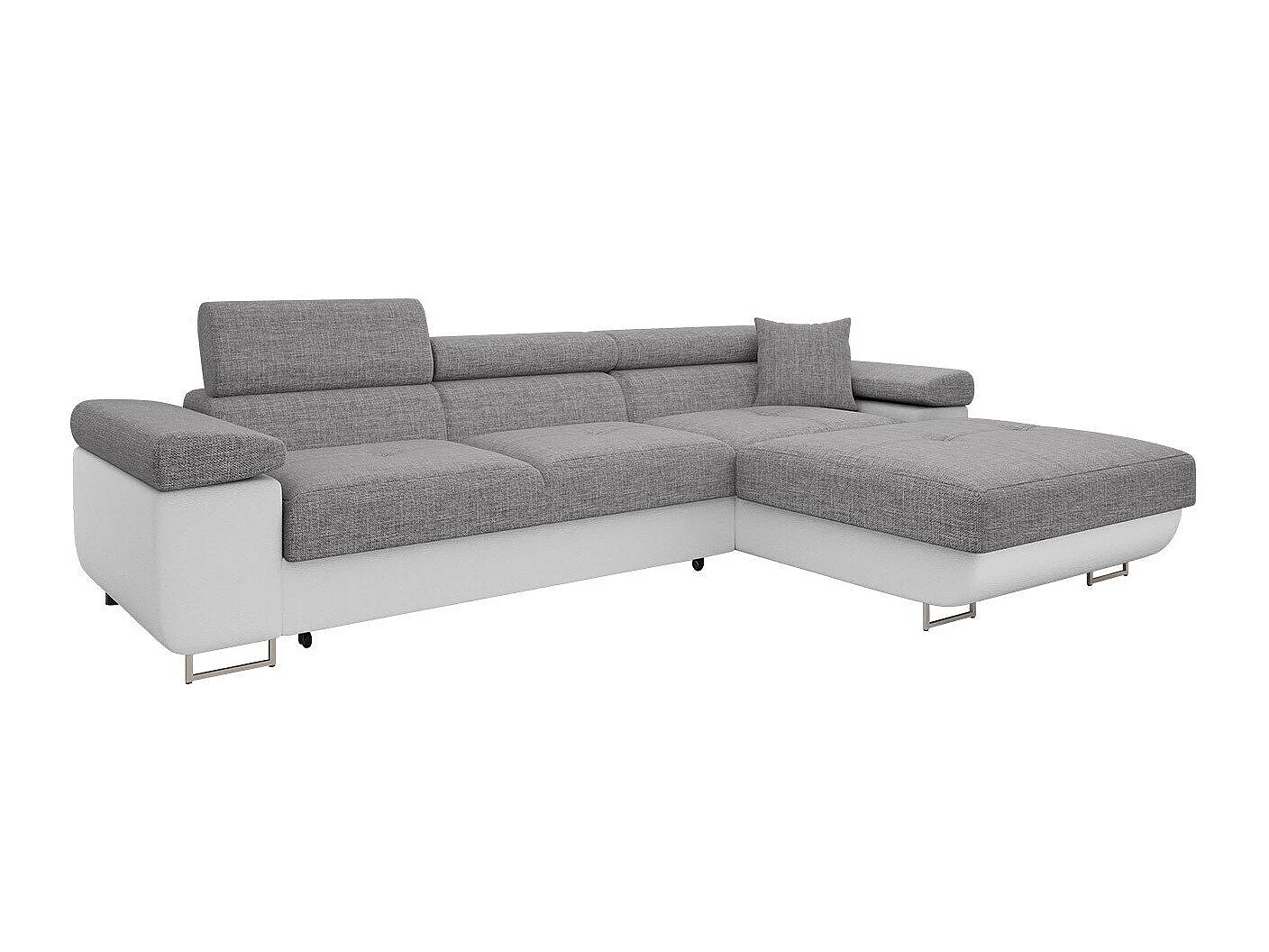 Canapé d'angle convertible 3 places gris 280x170x70 cm
