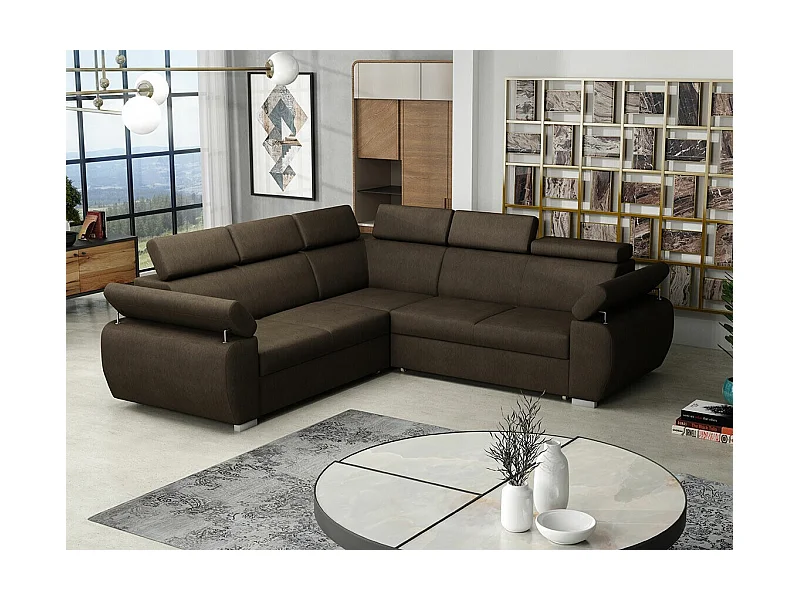 Sofá rinconero Columbus 215, Marrón, Función de descanso, Almacenaje, 260x260x85cm