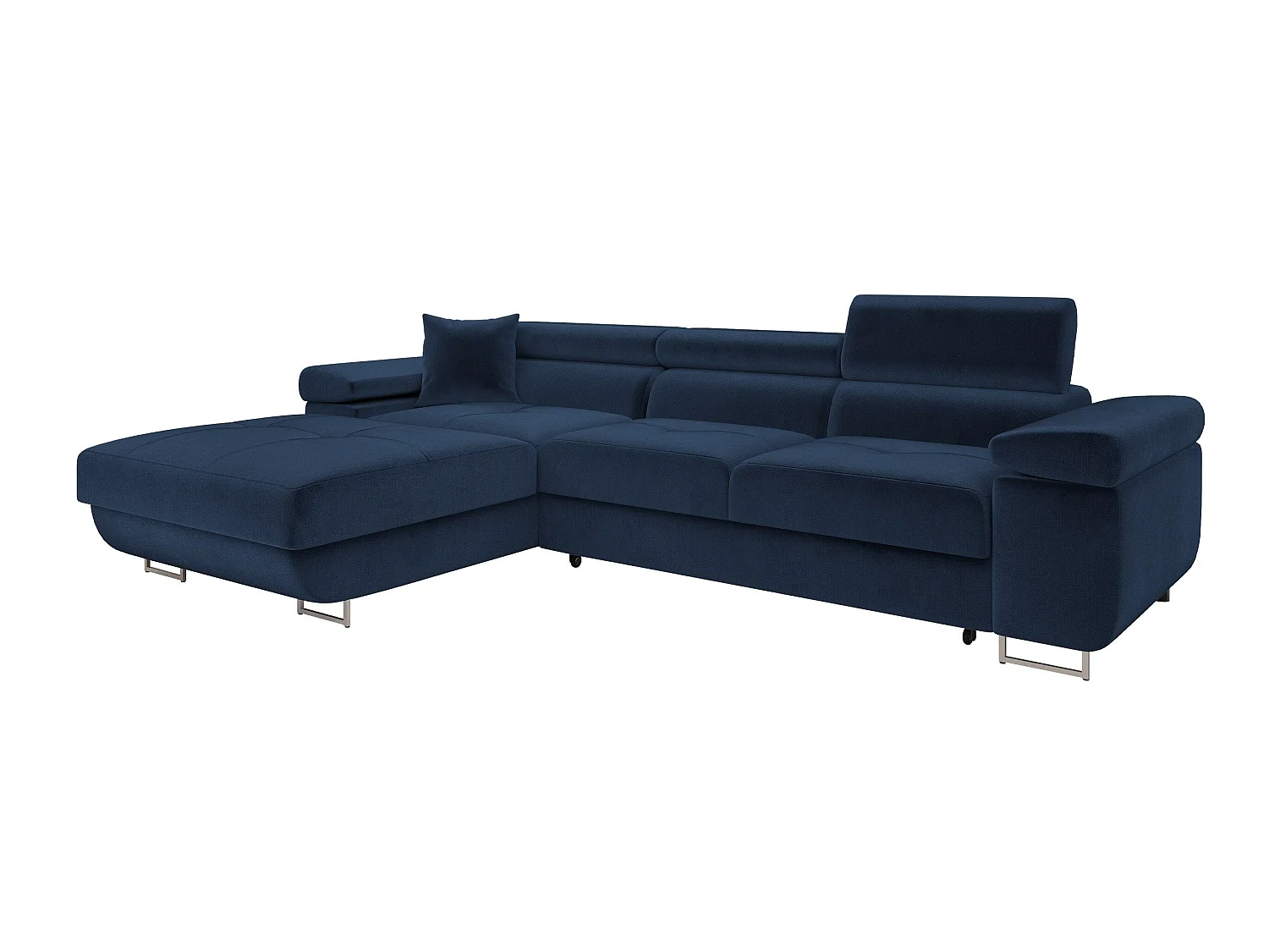 Canapé d'angle convertible 3 places en tissu bleu 280x170x70 cm
