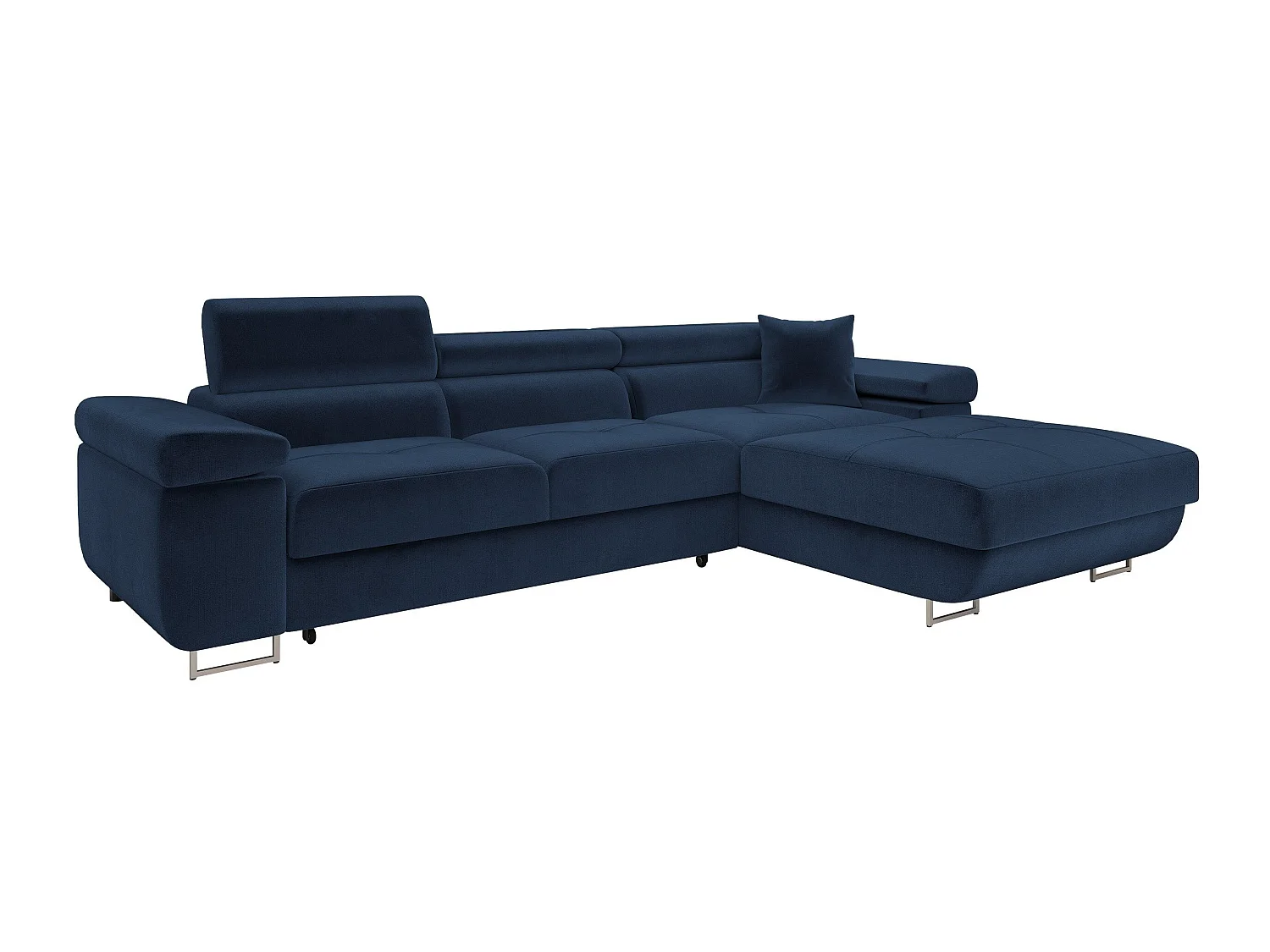 Canapé d'angle convertible 3 places en tissu bleu 280x170x70 cm