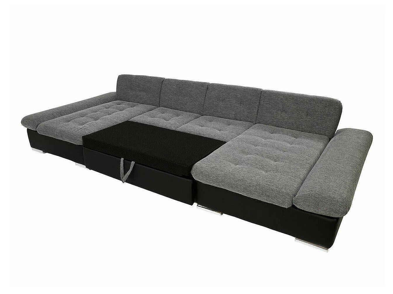 Canapé d'angle convertible 3 places en tissu brun 360x160x75 cm