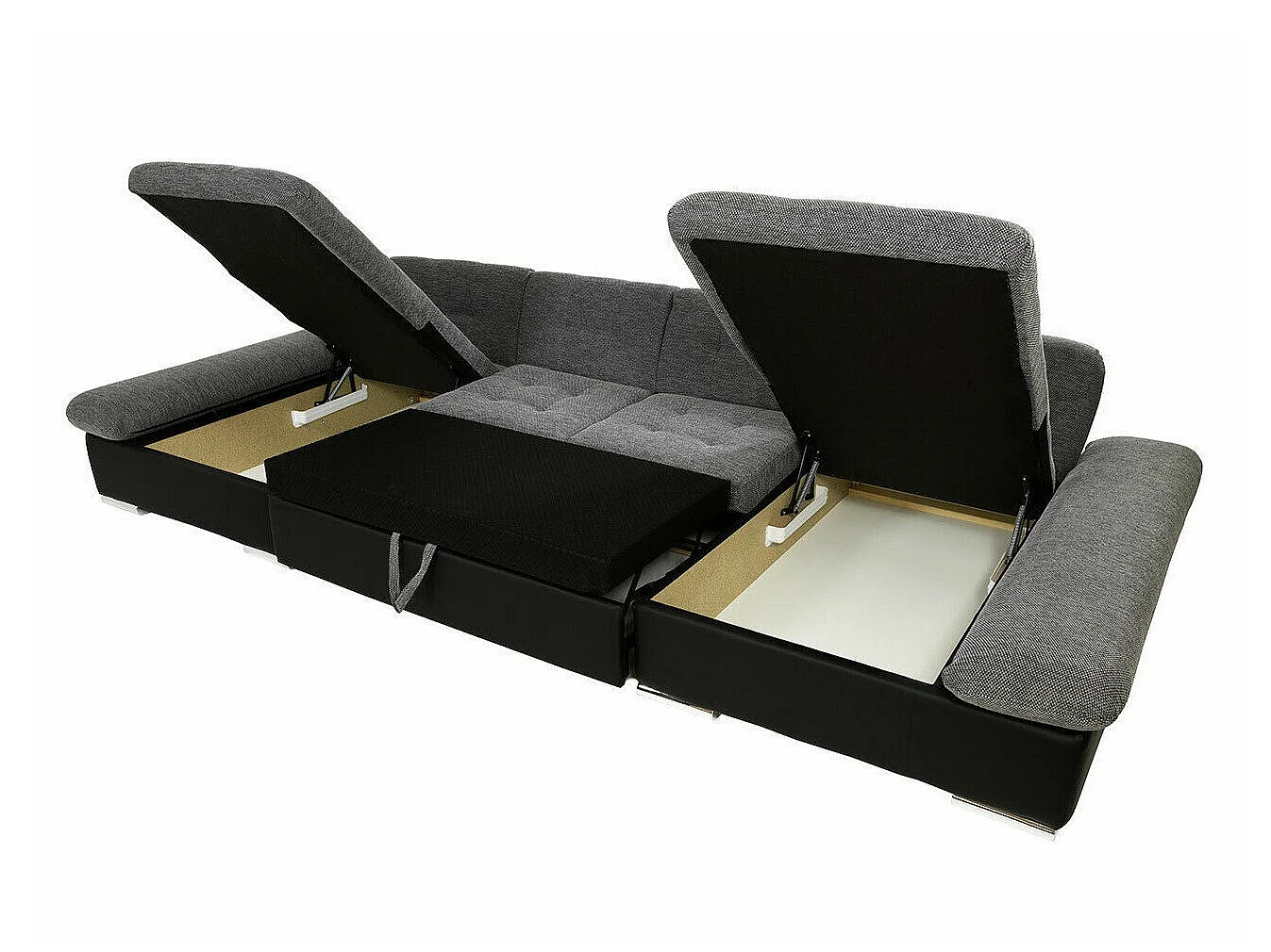 Canapé d'angle convertible 3 places en tissu brun 360x160x75 cm