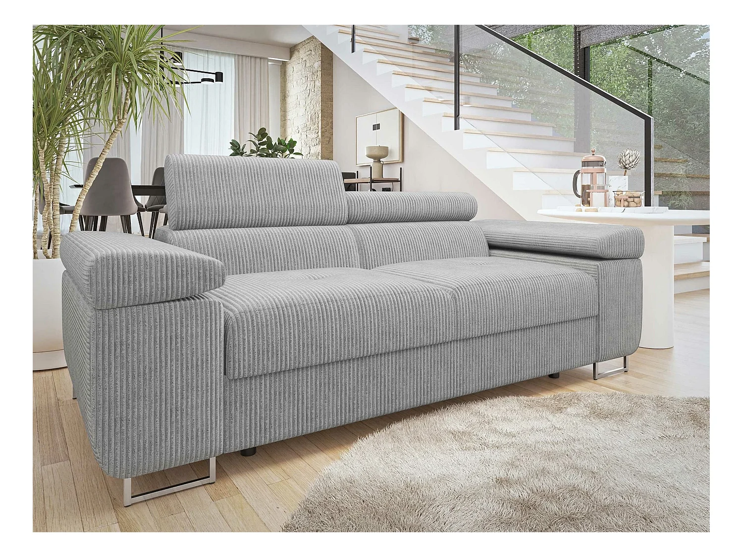 Divano Comfivo Eliferu 105, Senza, Senza, Grigio, 198x102x70cm, Arazzo, Gambe: Metallo