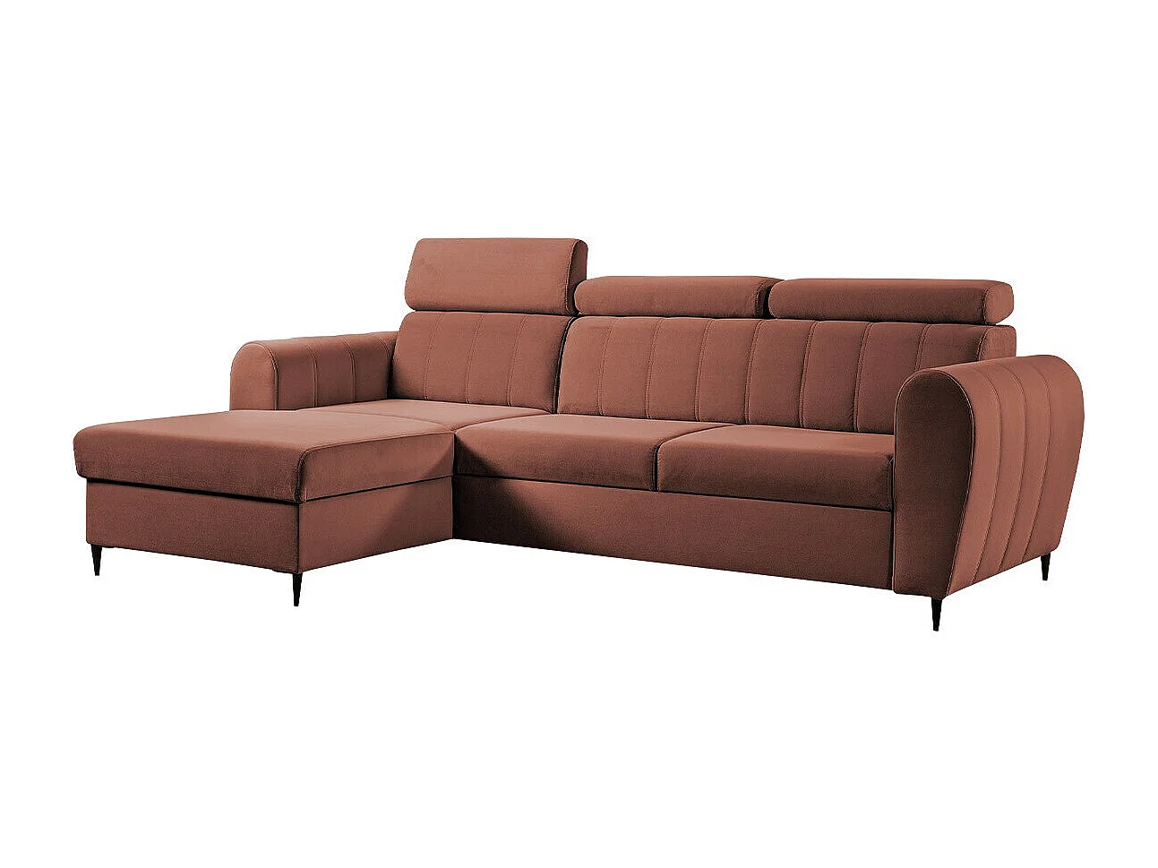 Sofá rinconero Temple 126, Rosa, Función de descanso, Almacenaje, 262x175x90cm