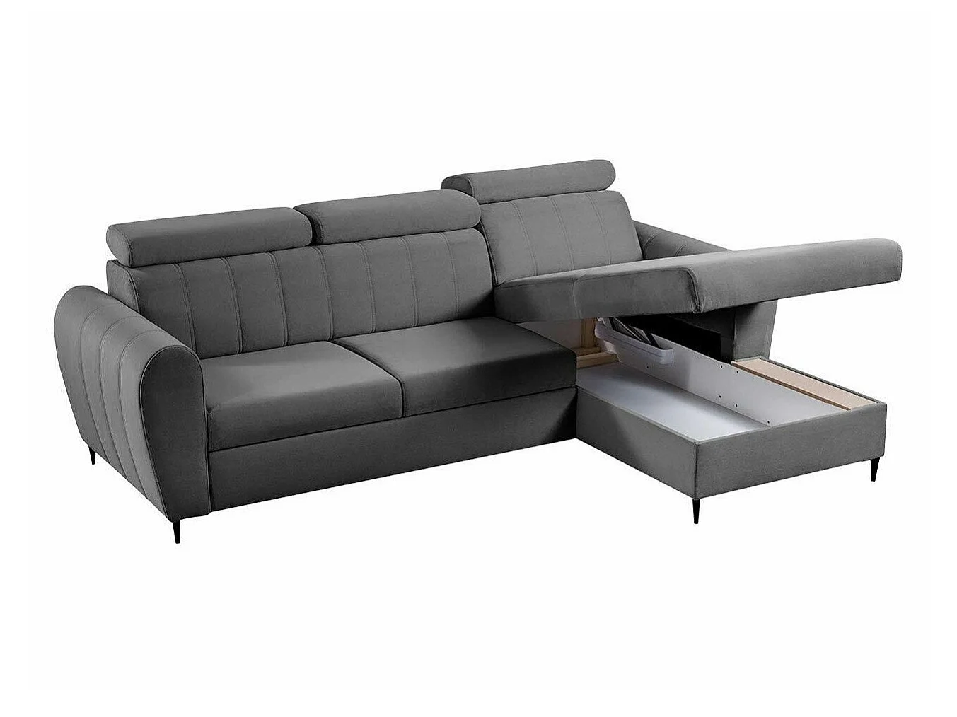 Canapé d'angle convertible 3 places en tissu rose TEMPLE 262x175x90 cm