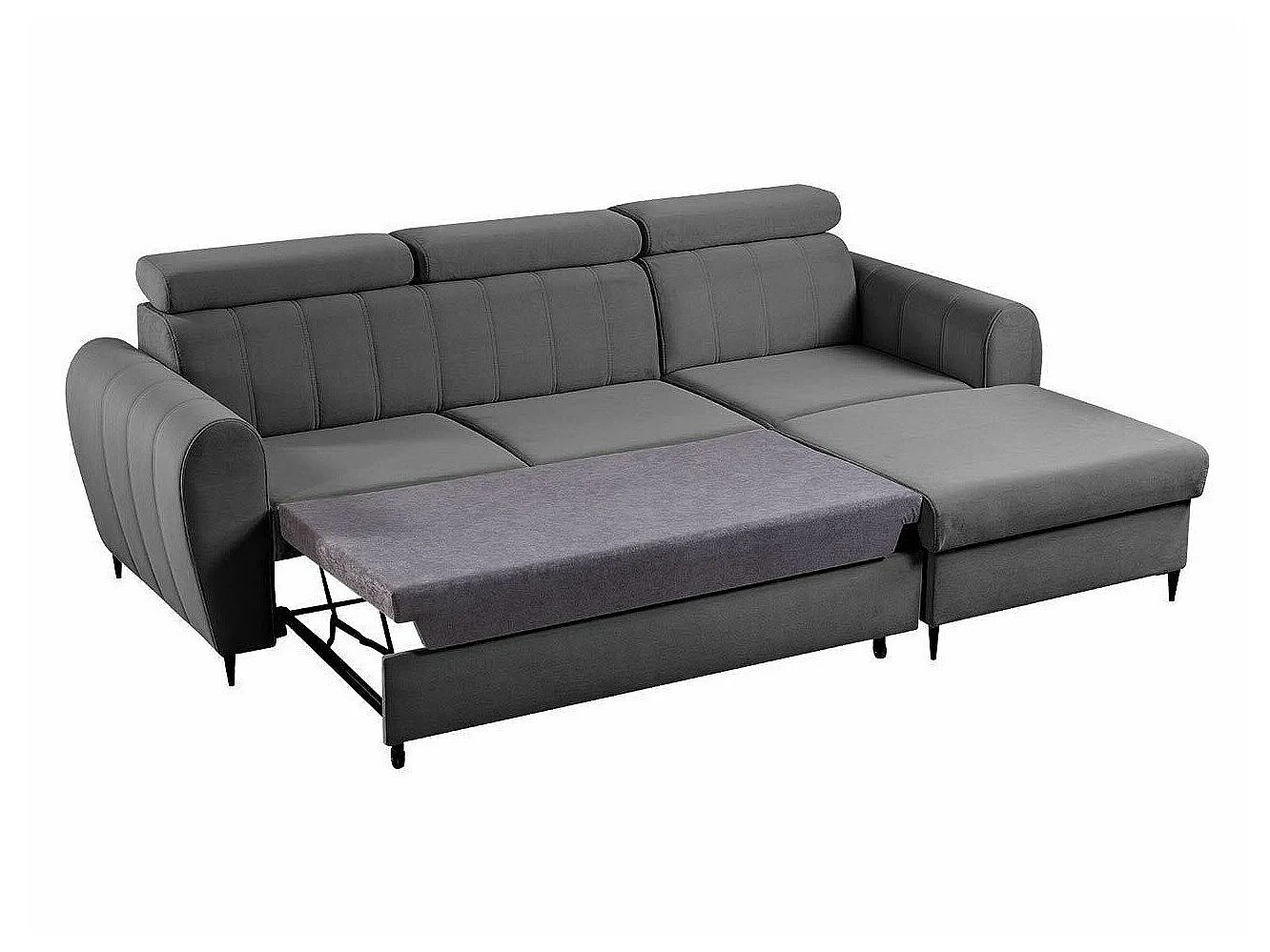 Canapé d'angle convertible 3 places en tissu rose TEMPLE 262x175x90 cm