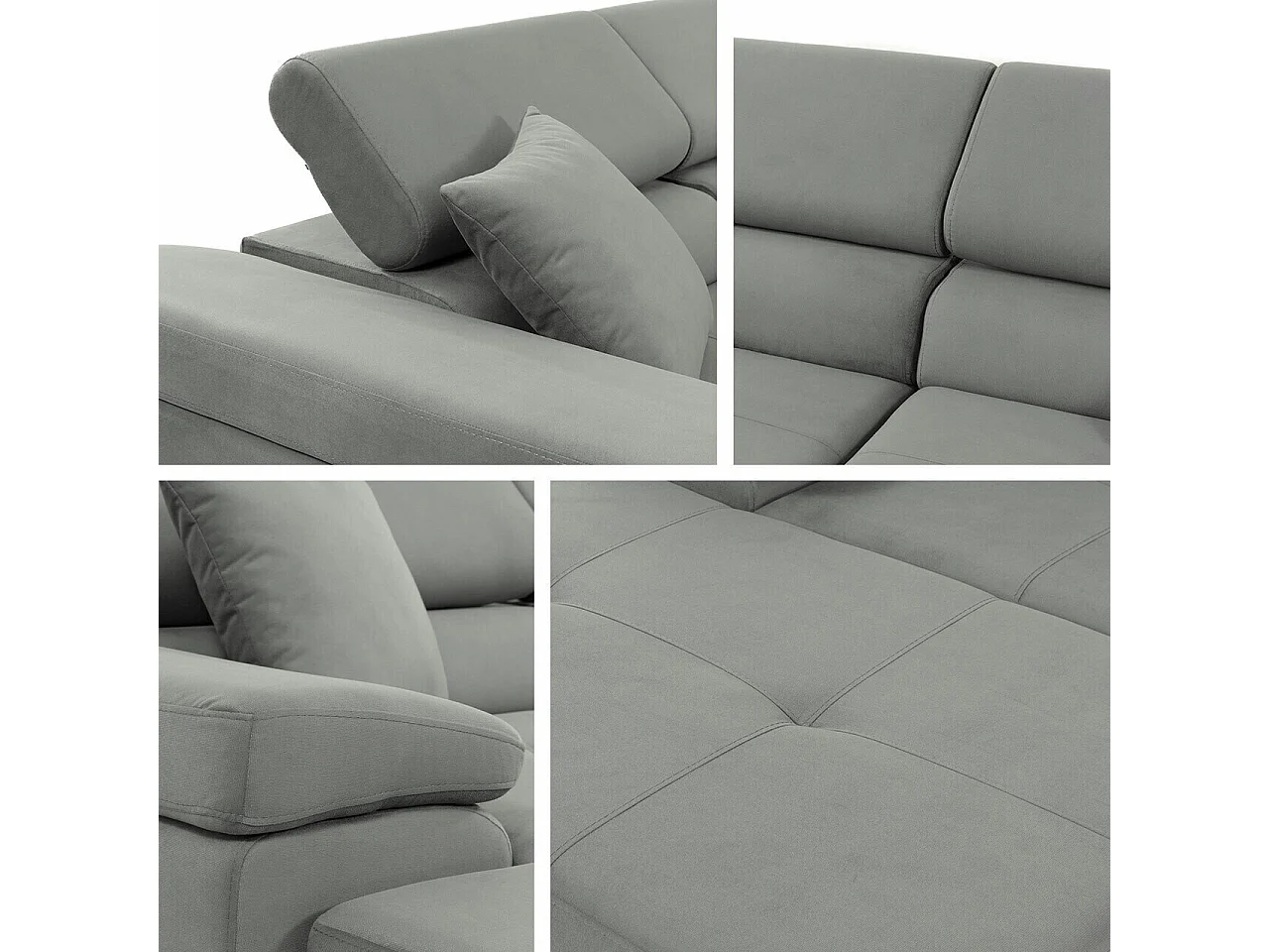 Sofá rinconero Comfivo Eliferu 102, Gris, Función de descanso, Almacenaje, 280x170x70cm