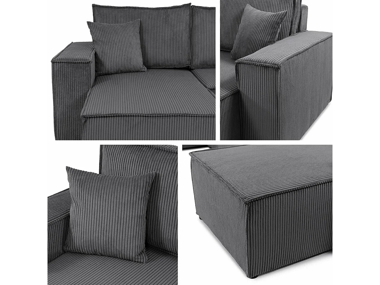 Sofá de canto Shelton 101, Cinzento, Funcionalidade de dormir