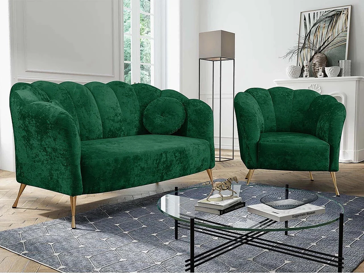 Sofá Providence 151, Verde, 155x83x78cm, Tapiz, Patas: Metal