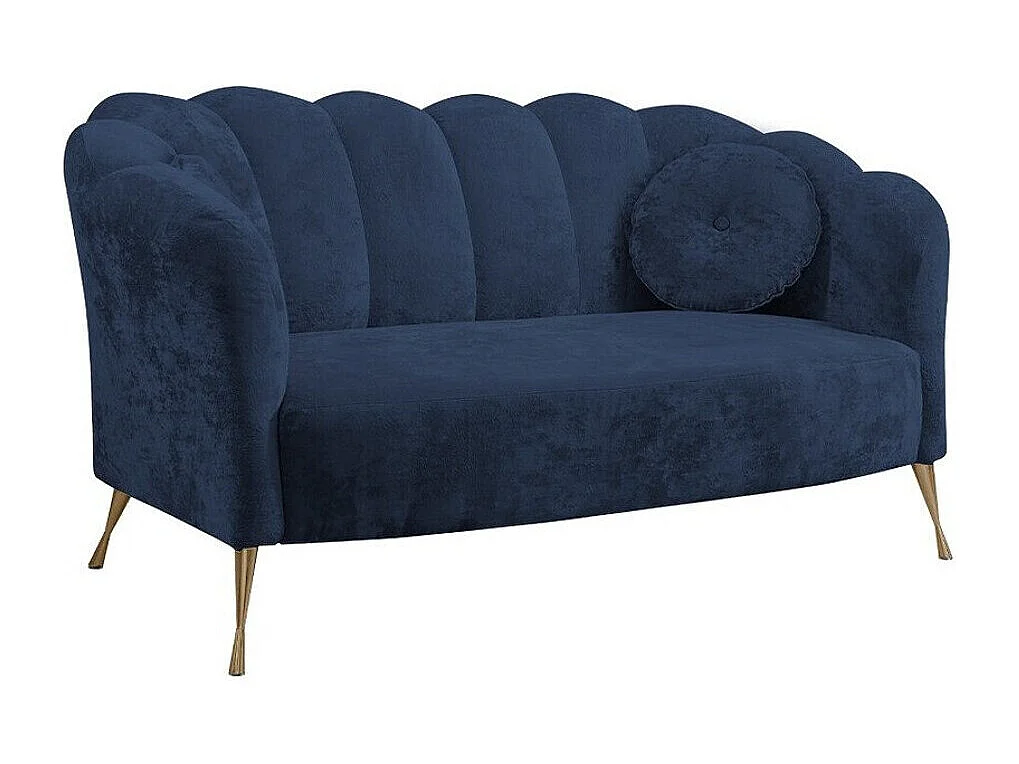Canapé Providence 151, Bleu, 155x83x78cm, Tissu, Pieds: Métal