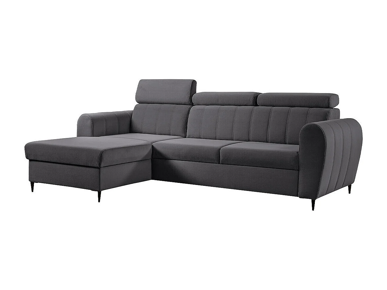 Sofá de canto Temple 126, Cinzento, Funcionalidade de dormir