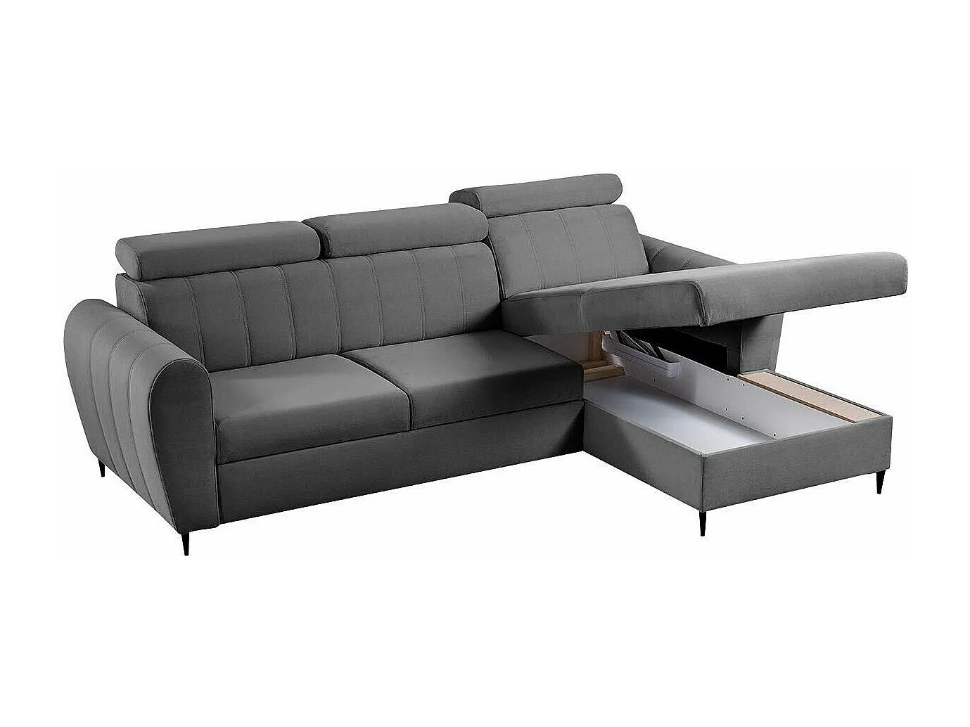 Sofá de canto Temple 126, Cinzento, Funcionalidade de dormir