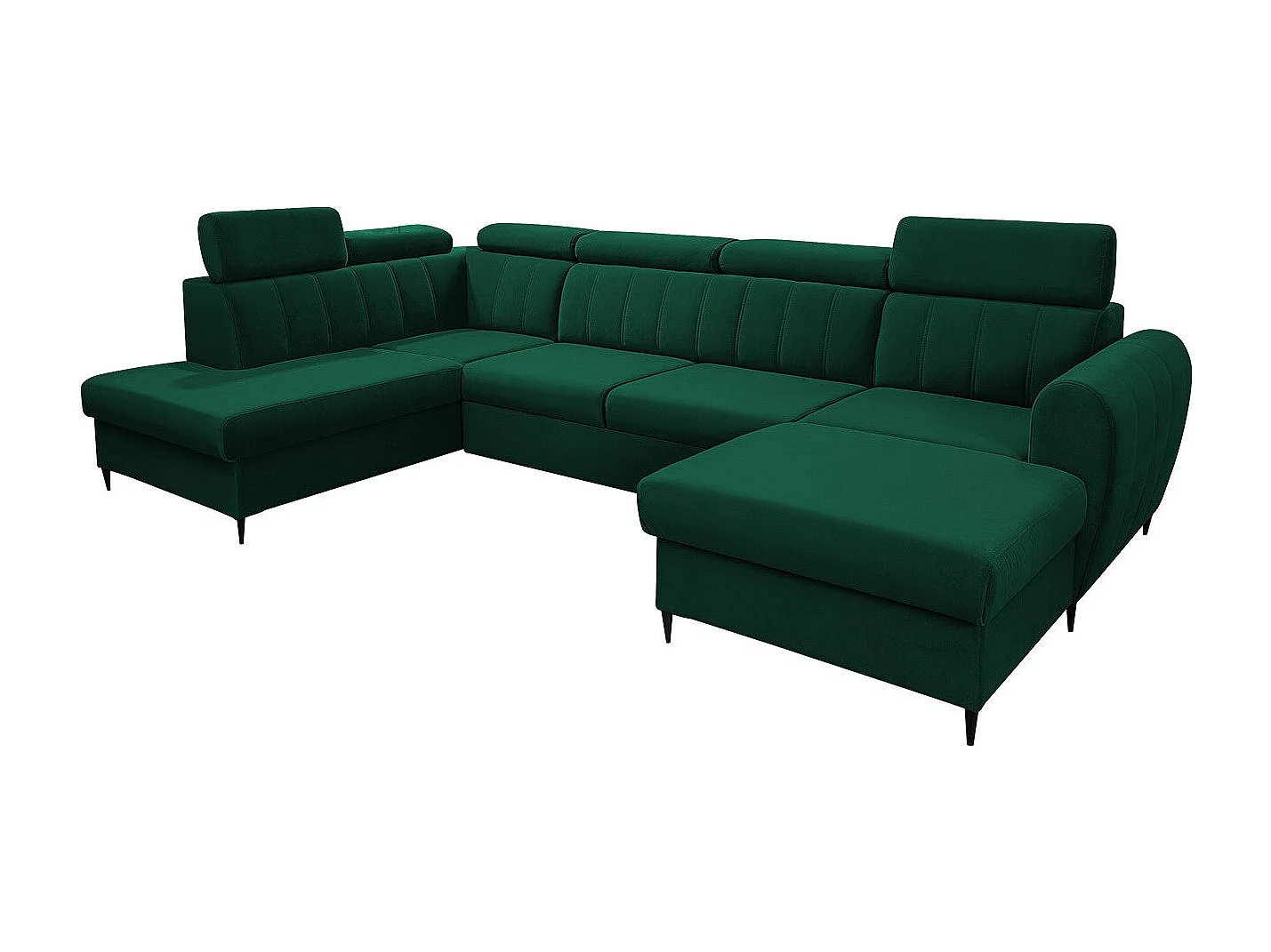 Sofá rinconero Temple 128, Verde, Función de descanso, Almacenaje, 355x200x90cm