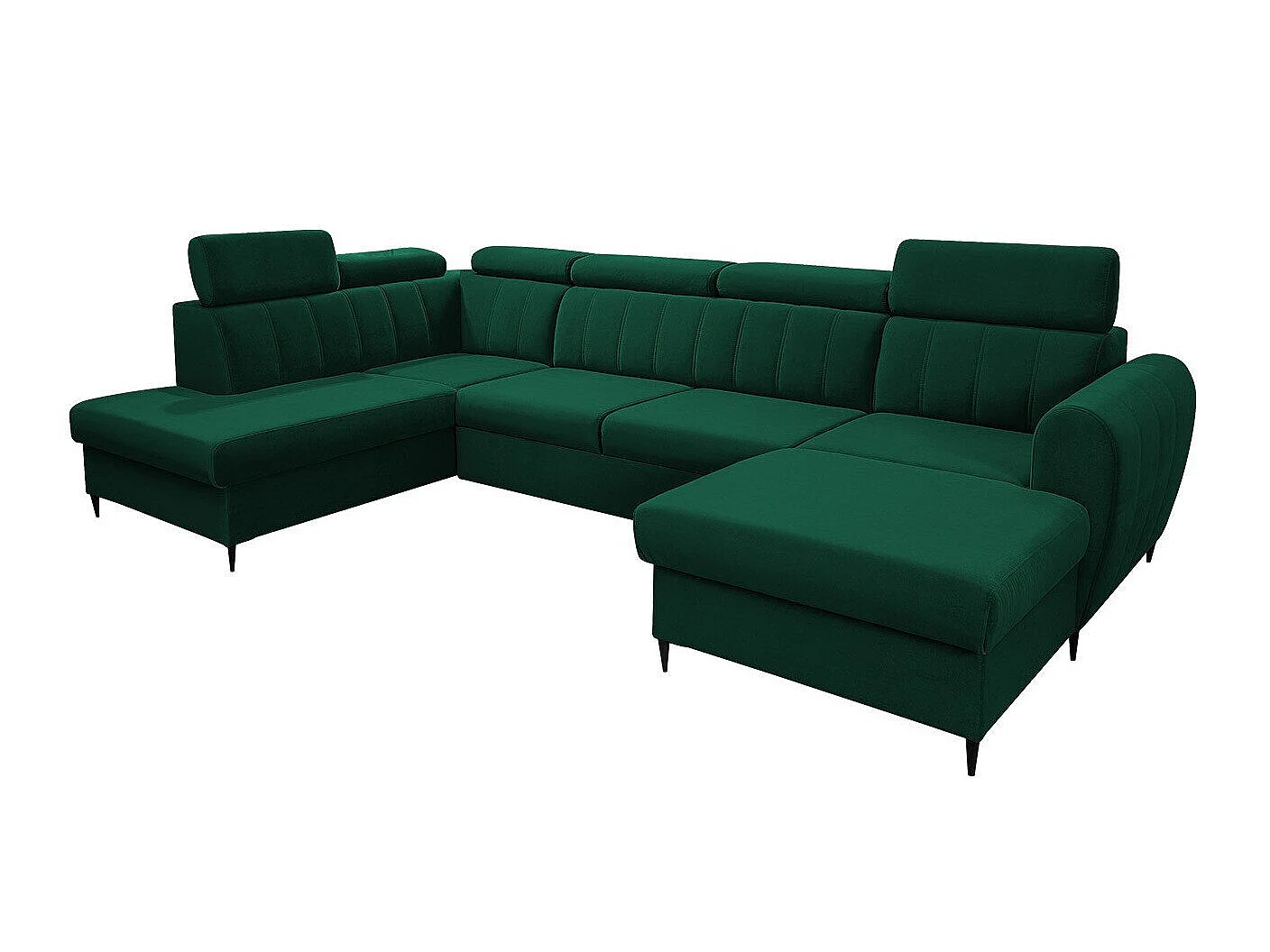 Canapé d'angle convertible 3 places en tissu vert TEMPLE 355x200x90 cm
