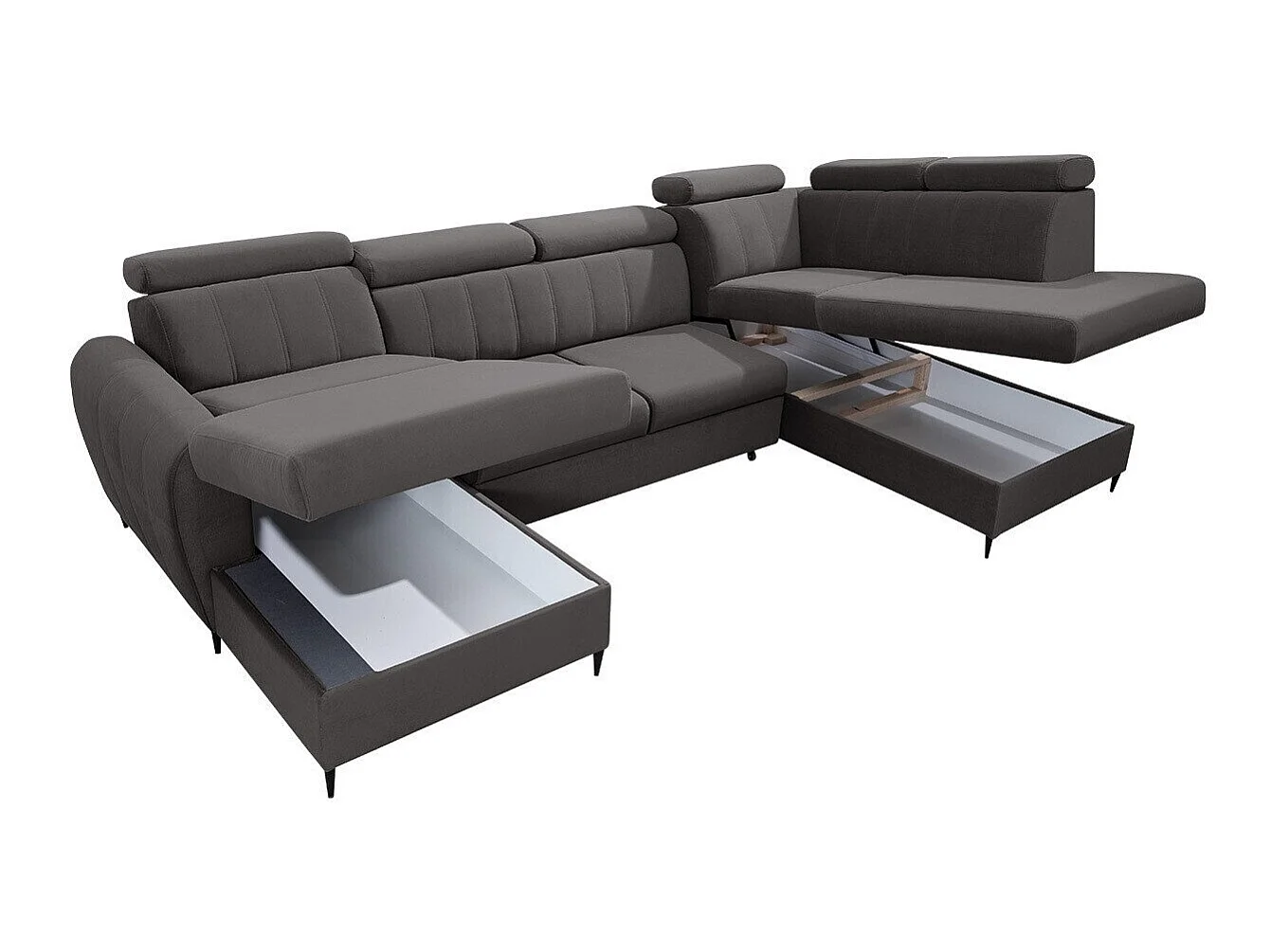 Canapé d'angle convertible 3 places en tissu vert TEMPLE 355x200x90 cm
