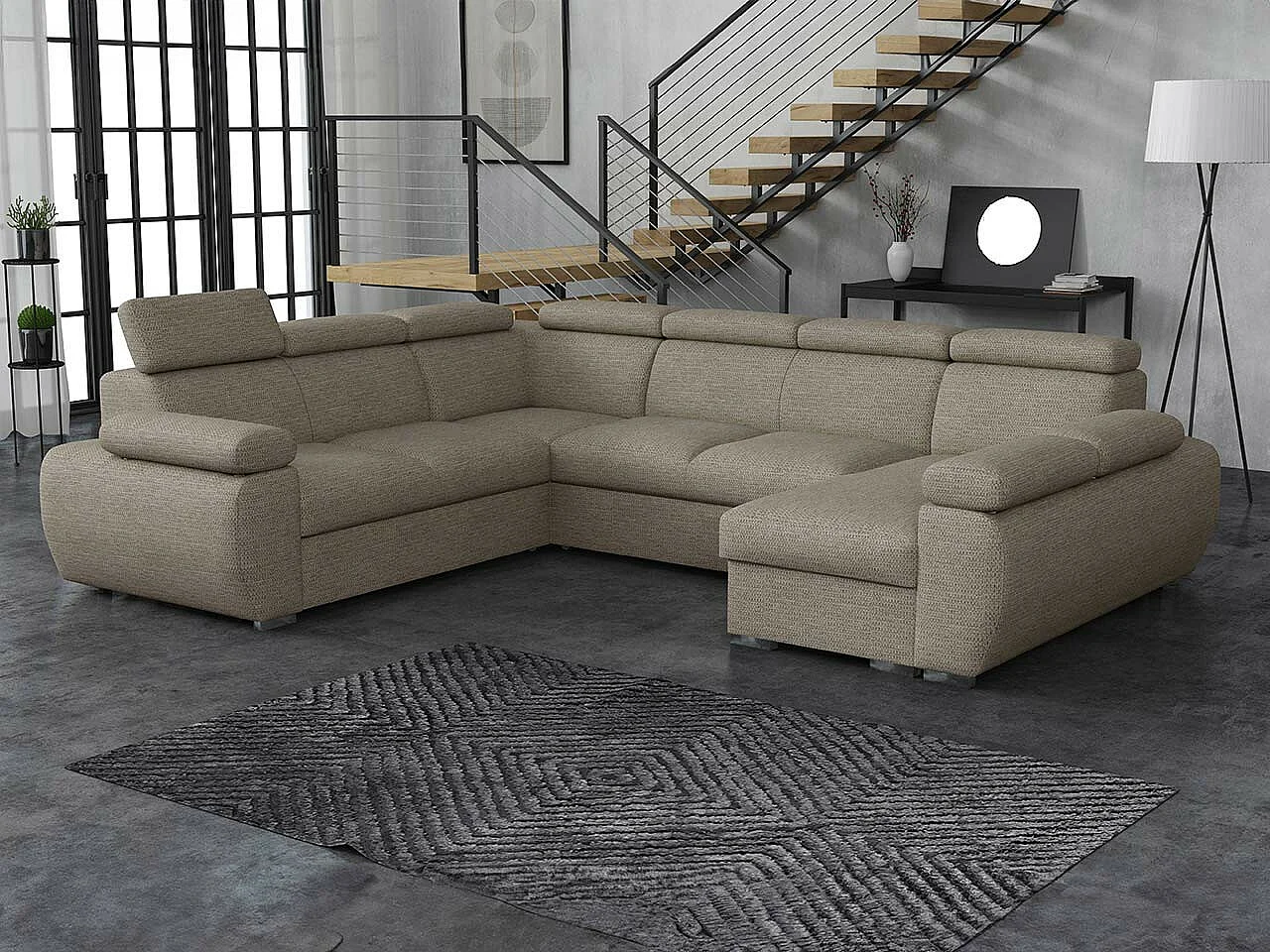 Sofá de canto Columbus 214, Castanho claro, Funcionalidade de dormir