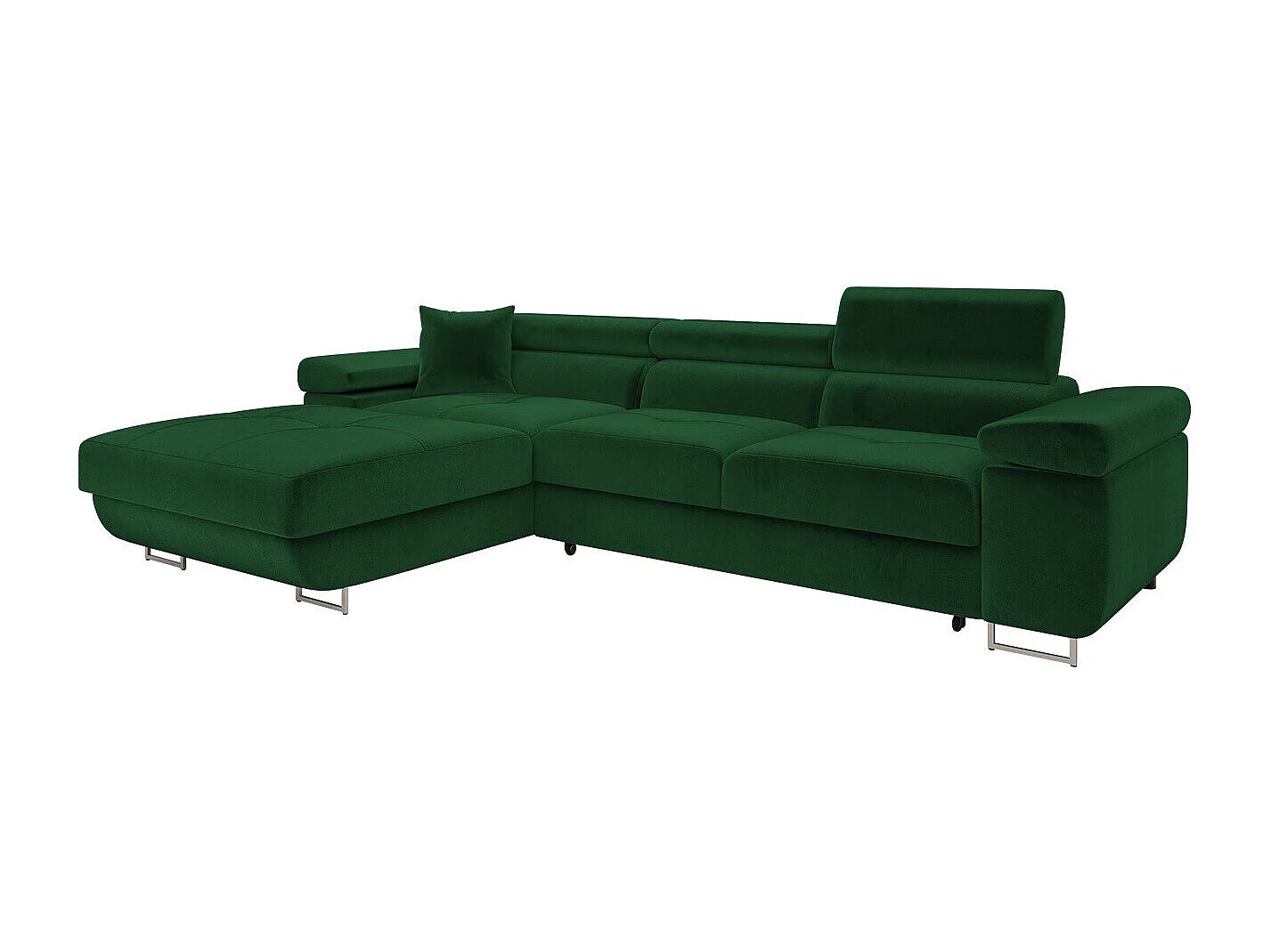 Sofá rinconero Comfivo Eliferu 102, Verde, Función de descanso, Almacenaje, 280x170x70cm