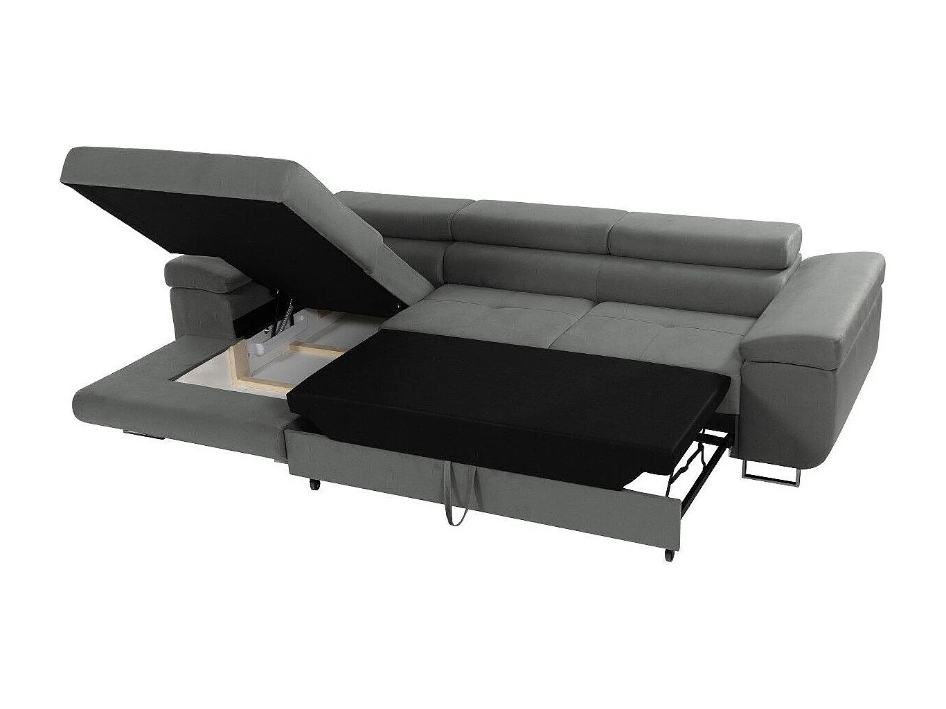 Sofá rinconero Comfivo Vinetum II, Verde, Función de descanso, Almacenaje, 280x170x70cm