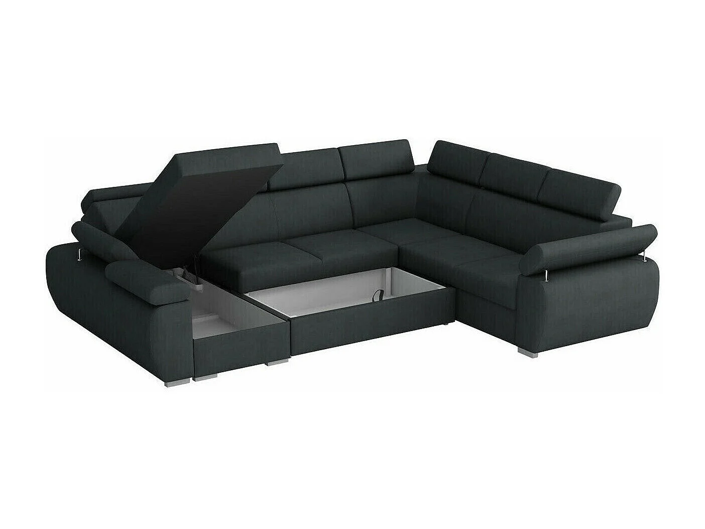 Canapé d'angle Columbus 214, Gris, Disponible, 325x260x85cm