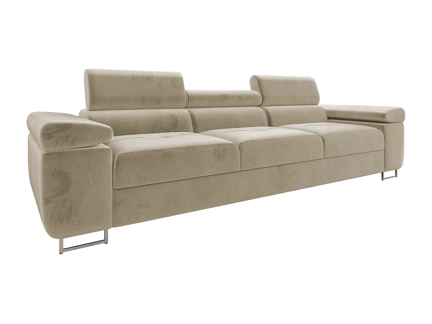 Sofá Comfivo Eliferu 104, De color marrón claro, 263x102x70cm, Tapiz, Patas: Metal