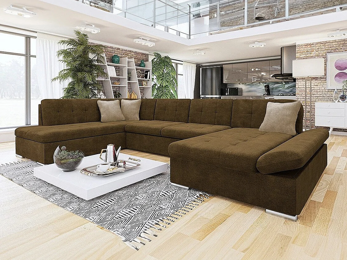 Canapé d'angle Comfivo 150, Marron, Disponible, 345x205x76cm
