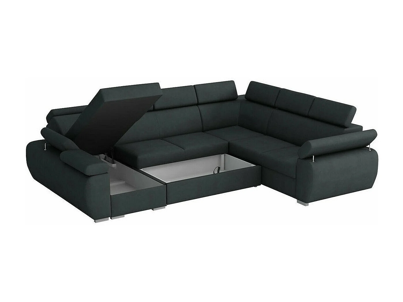 Sofá rinconero Columbus 214, Gris, Función de descanso, Almacenaje, 325x260x85cm