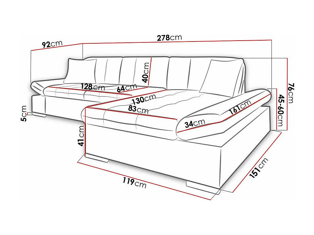 Divano angolare Comfivo 219, Nocciola, Senza, 278x161x76cm