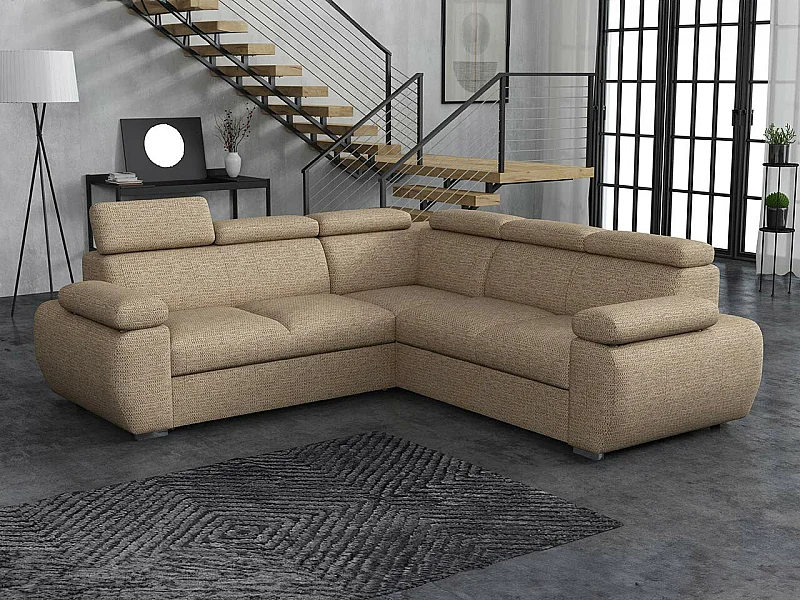 Canapé d'angle Columbus 215, Brun clair, Disponible, 260x260x85cm