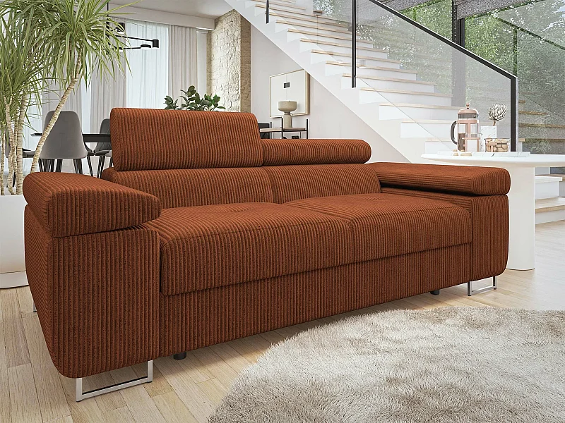 Canapé Comfivo Eliferu 105, Marron, 198x102x70cm, Tapisserie, Pieds: Métal