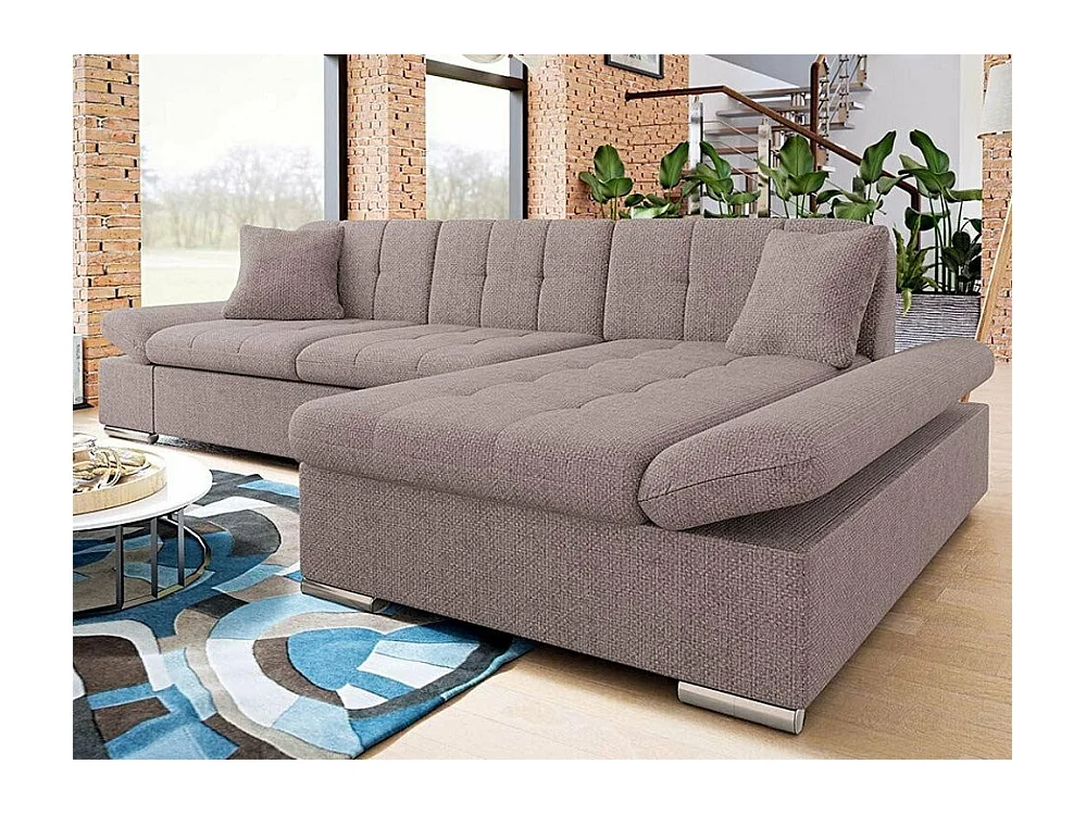 Sofá rinconero Comfivo 250, De color marrón claro, Función de descanso, Almacenaje, 278cm